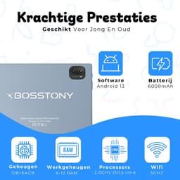 Bosstony Snelle Kids Tablet 10 inch - Ouderlijk Toezicht - 6000mAh Batterij - 192 GB - Incl Beschermpakket - Kindertablet vanaf 3 jaar - Tablet Kinderen — thumbnail 7