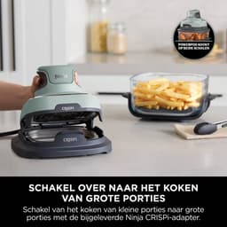 Ninja CRISPi 4-in-1 compact glazen kooksysteem - Airfryer, Roast, Recrisp, Keep Warm - Inclusief twee glazen schalen van 3.8L en 1.4L en bijpassende deksels - 2 Crisper-Plates - Groen - FN101EUSG — thumbnail 2