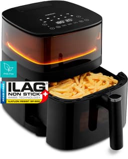 MEDION X10 XL hetelucht friteuse (5 liter XXL frituurmand, stoom voor knapperig voedsel, 1.500 watt, kijkvenster, schudalarm, digitaal bedieningspaneel, 10 automatische programma's, tot 230 °C) — thumbnail 23