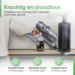 Heevey 4-in-1 Steelstofzuiger Draadloos - Steelstofzuiger snoerloos - Stofzuiger zonder zak - HEPA Filter - Handstofzuiger - Kruimeldief - 150 airwatts - Met 4 verschillende opzetstukken — thumbnail 9