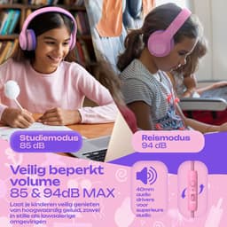 PowerLocus PLED Wired Kinder Koptelefoon met Draad - Koptelefoon voor kinderen - Veilig volume van 85dB en 94dB - Hoofdtelefoon - Met microfoon - Sharing Audio Functie - Roze — thumbnail 6