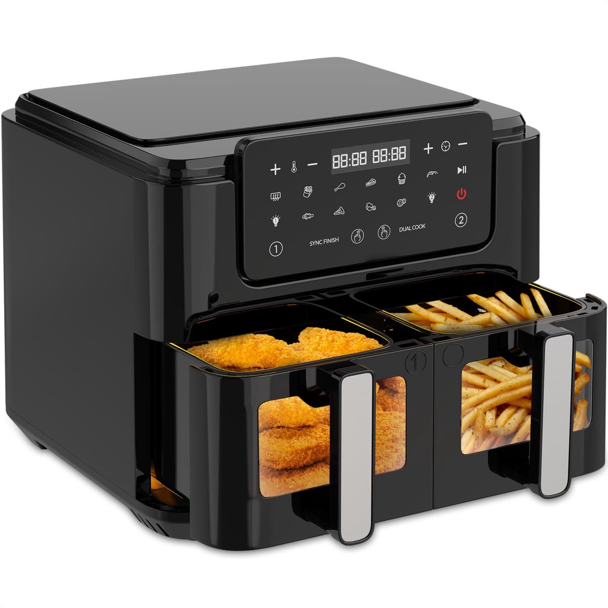 Strex Airfryer XXL - 10L - 2500W - Heteluchtfriteuse - Dubbele Airfryer - 50ºC tot 200ºC - 10 Kookprogramma's - Zwart — afbeelding 1