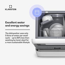 Klarstein Vaatwasser Amazonia Mini - Compact Aanrechtblad, 7 Programma's, 5L Tank of Directe Aansluiting, Energie-efficiëntieklasse D, Stil 58dB, Digitaal Display, Draagbaar Tafelblad voor Kleine Keukens, Zwart - Dishwasher — thumbnail 14