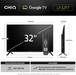CHiQ LF32FT - Smart TV 32 Inch - Full HD - Metalen Randloos - Google TV - Dolby Audio - HDMI - Nieuw — thumbnail 4