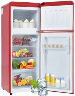 retrokoelkast, koel-vriescombinatie, 105,5 cm hoog, 41 cm breed, tweedeurig, met 92 liter totaal volume, 28 liter vriesvolume. Deurrek en glasrek. 116 kWh/jaar, -27掳C ~13掳C, LED-verlichting — thumbnail 1