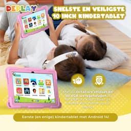 DEPLAY Kids Tablet PRO 4 - Kindertablet vanaf 2 jaar - Tablet Voor Kinderen - Tablet Kind - Met Pen, Beschermhoes en Screenprotector - Android 14 - 6000 mAh Batterij - 10 inch - Roze — thumbnail 3