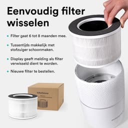 Rolfstone Air Balance Luchtreiniger – HEPA 13 + koolstoffilter – CADR 160 m³/u – Voor ruimtes tot 34 m² – Vermindert stof en pollen – 3 standen + slaapstand + automatische stand – Luchtkwaliteitsindicator — thumbnail 3