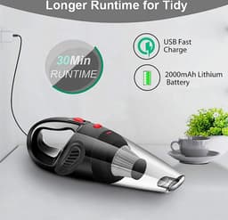E&CT TRADING - 6000 PA - Stofzuiger Snoerloos - Voor Auto Stofzuiger - USB Oplaadbare Draagbare - Draadloze Stofzuigers Krachtig Droog Nat — thumbnail 2