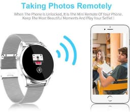 Belesy® Q9 model 2021 - Smartwatch Dames - Smartwatch Heren - Horloge - 1.3 inch – Stappenteller – Calorieën - Hartslag – Bloeddruk - 10x Sporten – Milanees staal - Zilver - Moederdag — thumbnail 10