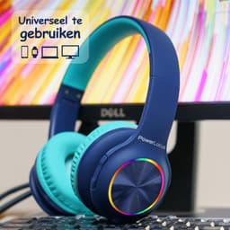PowerLocus PLED Draadloze Koptelefoon Over-Ear voor Kinderen - LED lampjes - met Microfoon - Micro SD poort - Blauw — thumbnail 10