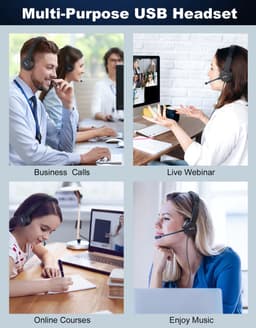 Office Headset - Koptelefoon - Hoofdtelefoon met Microfoon - USB - Licht en Comfortabel — thumbnail 5