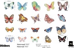 Bob Online ™ - 40 Stuks – Mixed Kleuren Serie - Vlinder Deco Stickers – PET Transparant Vlinder Hars Decals voor Scrapbook – Doe-het- zelf Karten Maken – Decoupage – Laptop Sticker – Fotolijst Deco Stickers – PET Butterfly Stickers – Knutsel Stickers — thumbnail 2