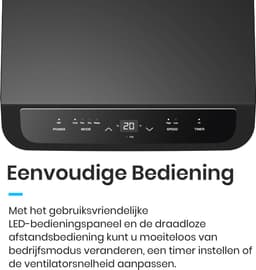 Pro Breeze Mobiele Airco – 9000 BTU – 4-in-1 Luchtkoeling, Ontvochtiging, Ventilatie en Slaapmodus – Airco voor Slaapkamer, Woonkamer, Kantoor, Gym – Smart Home WiFi - 24-uurs Timer & Incl Raamafdichtingkit – Energieklasse A – Wit — thumbnail 3