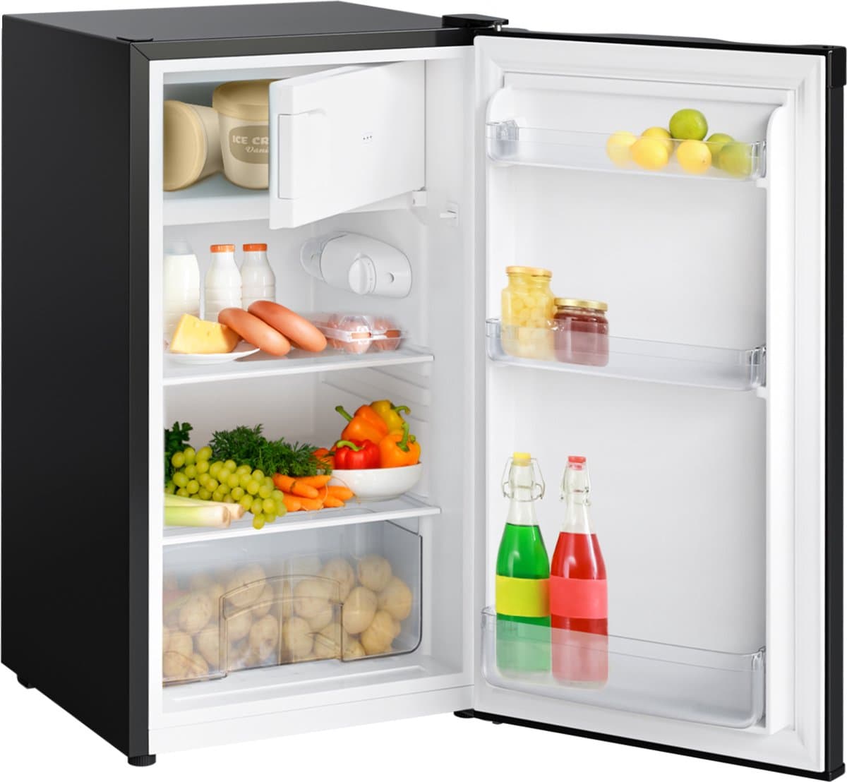 KitchenBrothers Koelkast - 81L - Tafelmodel Koelkast met Vriesvak - Koelvriescombinatie - IJskast - Frigo - Vrijstaand - Zwart — afbeelding 1