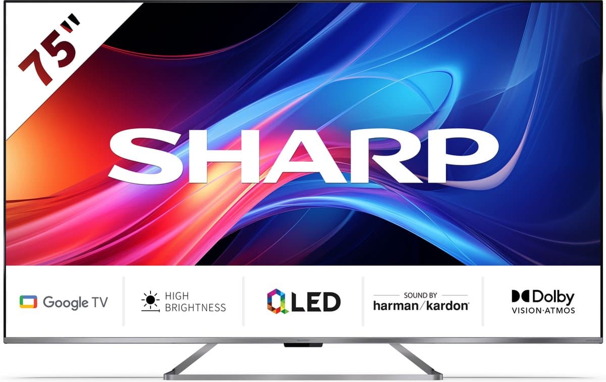 Sharp Aquos 75GP7265 - 75inch - 4K UHD - QLED - Google TV - 2024 — afbeelding 1