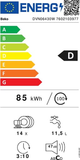 Beko DVN06430W - Vrijstaande Vaatwasser — thumbnail 14