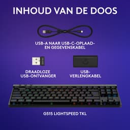 Logitech G515 Lightspeed TKL - Draadloos Gaming Toetsenbord - RGB - Qwerty US - Zwart — thumbnail 8