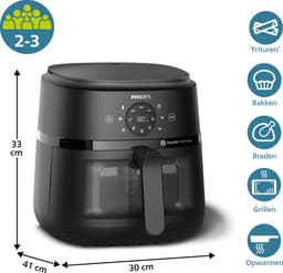 Philips 2000 Series Airfryer - NA230/00 - Kijkvenster - RapidAir - 6.2L - Tot 5 Personen - Zwart — thumbnail 7