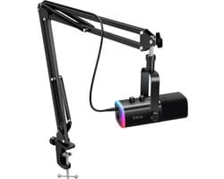 FIFINE - AM8T - USB / XLR Studio microfoon - PC-Gaming Met Flexibele Arm ( 66cm! ) - Geschikt voor PC/PS4/PS5 - RGB - Podcast - Gaming - Streaming - Zwart