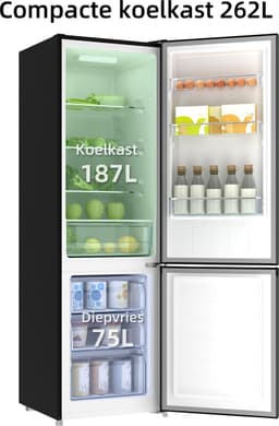 CHiQ FBM260L - Koel-vriescombinatie - 262 Liter - 39 dB - Donker RVS - Low Frost - 12 jaar garantie op compressor — thumbnail 3