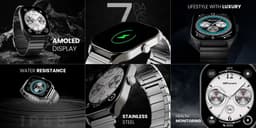 HiFuture Apex Roestvrijstalen Smartwatch heren, 2.04 Amoled Display, IP68 waterdicht, Tot 7 dagen batterijduur, hartslagmeter, Stappenteller, Compatibel met iOS en Android (Zilver) — thumbnail 5