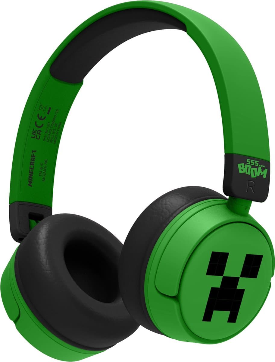 Minecraft - draadloze kinderkoptelefoon - volumebegrenzing - lange batterijduur - microfoon - opvouwbaar - bluetooth — afbeelding 1