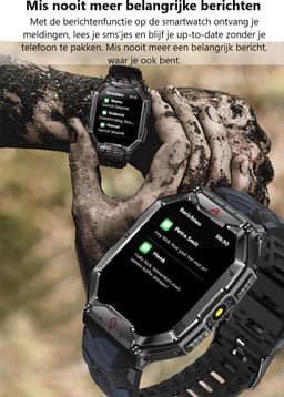 Kiraal Survive - Smartwatch Heren - Mannelijke Elegantie - Robuust Smartwatch Ontwerp - Android & iOS - Stijlvol Zwart Design - Camouflage Band — thumbnail 2