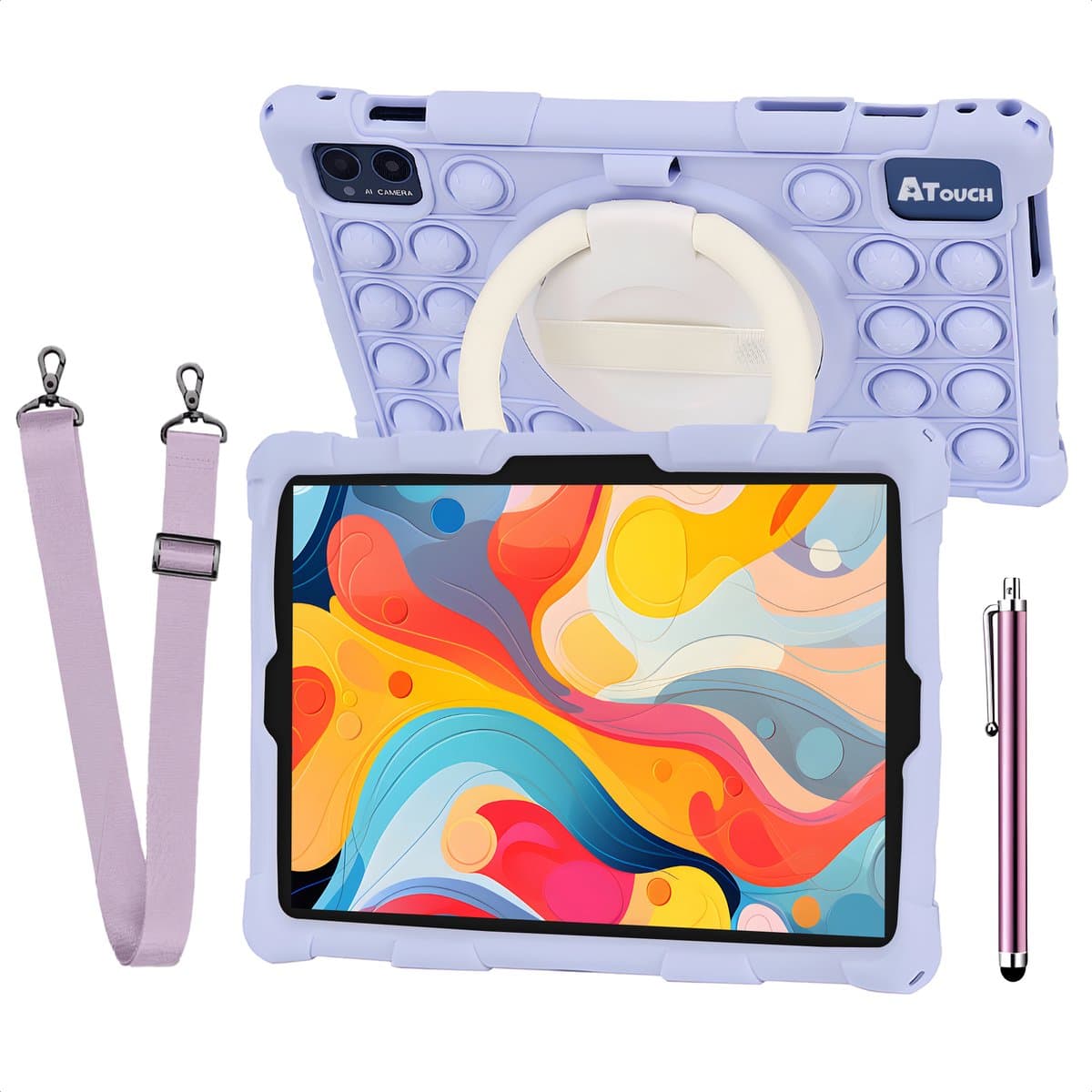 ATouch Kindertablet Tab 10 Pro - Vanaf 3 jaar - Kinder Tablet - 10 Inch - Ouderlijk Toezicht - Tablet Kinderen - 6000 mAh Batterij - Kids Tablet - 128GB+64SD - Octa Core - Paars — afbeelding 1