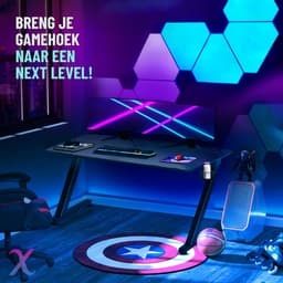 Xergonomic Game Bureau - Gaming Desk - Carbonfiber look - B125xH75xL62 cm - Computer Tafel - Incl. beker-, koptelefoonhouder en kabelorganizer - Xergax - Zwart — thumbnail 9
