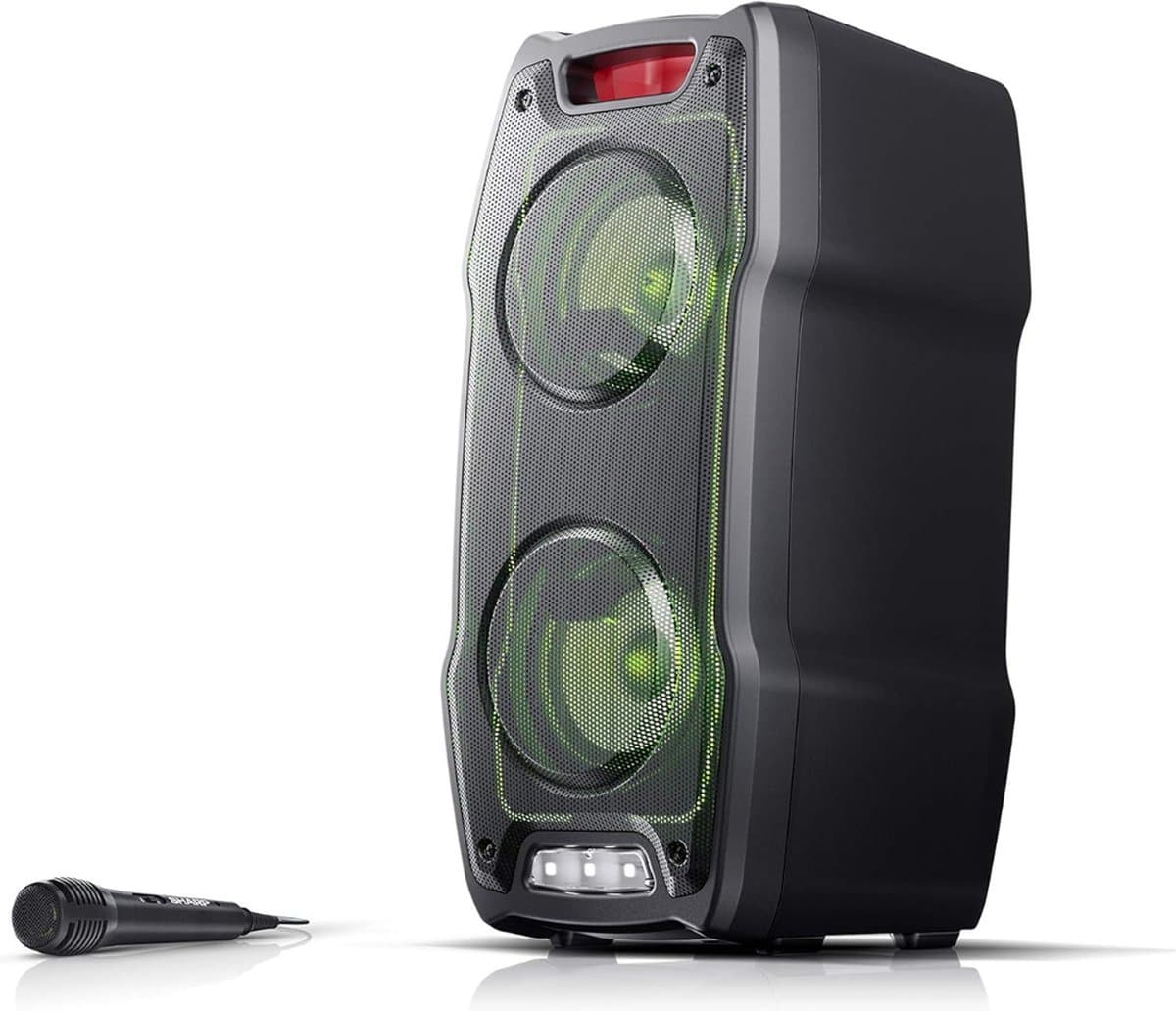 Party speaker met microfoon - Karaoke set - bluetooth - 13 speeltijd - super bass - LED lichteffecten — afbeelding 1