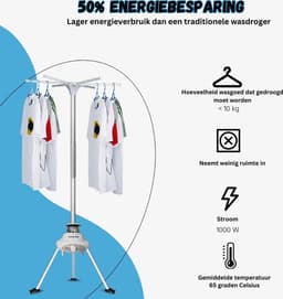Draagbare Hetelucht Droger - Draagbare hete lucht wasdroger zonder wrijving voor 1.000 watt. 10 kg wasgoed — thumbnail 3