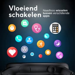 GØDLY® Amoled Smartwatch 46mm - voor Heren & Dames - Stappenteller - Kcal Teller - Slaapmeter & Hartslagmeter - Geschikt voor iOS & Android - Zwart — thumbnail 4