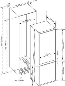 Inventum IKV1788S 178 cm energiezuinige No Frost inbouw koel-vriescombinatie - Koelkast met vriesvak - Stil - Superkoelen - Vershoudlade - 243 liter - Sleepdeur - Wit — thumbnail 4