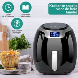 Niceey Airfryer XXL - Heteluchtfriteuse - 1800W - 8,0L - Incl. Kookboek - Zwart — thumbnail 3