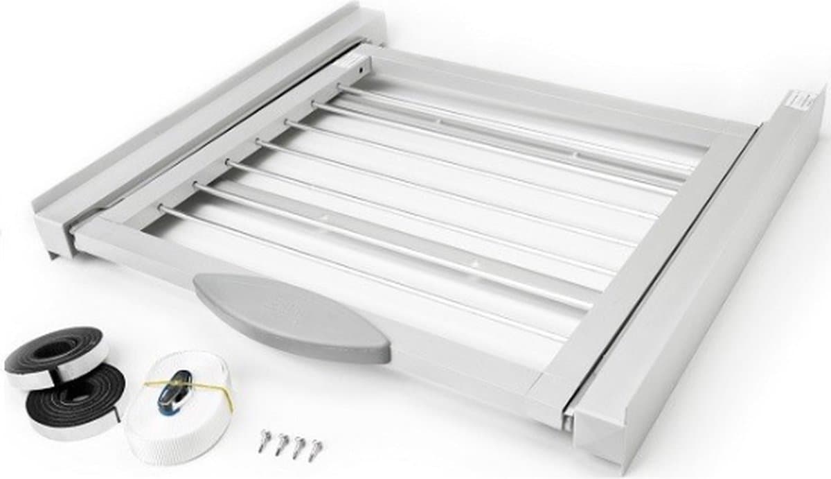 Roller - Aansluitframe wasmachine droger met waslijnrol - 60x60 cm - grijs — afbeelding 1