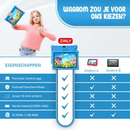 ZINLY® Kindertablet XL - Tablet - 10 inch - 5000 mAh batterij - Android 10.0 - Langdurig gebruik - Kids Proof - Kinder tablet voor kinderen vanaf 3 jaar - Incl beschermhoes & Ouderlijk Toezicht App - Blauw — thumbnail 9