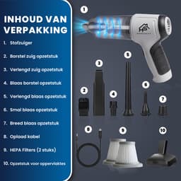 HomeShift® Auto Stofzuiger Draadloos V2 - Kruimelzuiger - Handstofzuiger - Kleine Stofzuiger - Draadloze stofzuiger - Air Duster - Nat & Droog - Grijs — thumbnail 3