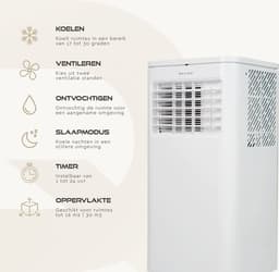BRASQ 3-in-1 Mobiele airco met Raamafdichtingskit - Met afstandsbediening – Geschikt voor Slaapkamer - Woonkamer - Kantoor - Aircooler tot 16m2 - 9000 BTU – Wit — thumbnail 5