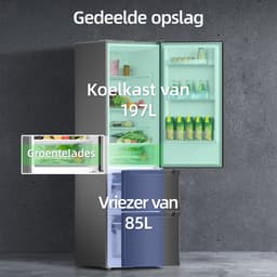 CHiQ CID282NEIBE - Koel-vriescombinatie - 282 Liter - No Frost - Inverter Compressor - LED Display - 37 dB - 3 Deuren - 12 jaar garantie op compressor — thumbnail 4
