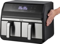 Inventum GF800HLD Dubbele Airfryer XXL - 8L - Dual Cook - Grill- & roosterfunctie - 8 programma's - 80-200 °C - PFAS-vrij - Tot 6 personen - Zwart/RVS — thumbnail 5