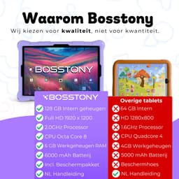 Bosstony Snelle Kids Tablet 10 inch - Ouderlijk Toezicht - 6000mAh Batterij - Android 13 - Incl Beschermpakket - Kindertablet vanaf 3 jaar - Tablet Kinderen — thumbnail 5