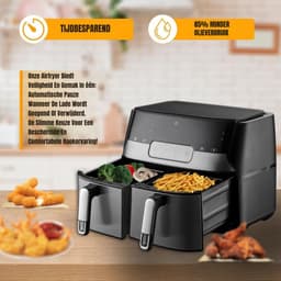 Zylo® Dubbele Airfryer - Heteluchtfriteuse - Duo Airfryer - 9 L - - 35x39x31cm - Zwart — thumbnail 6