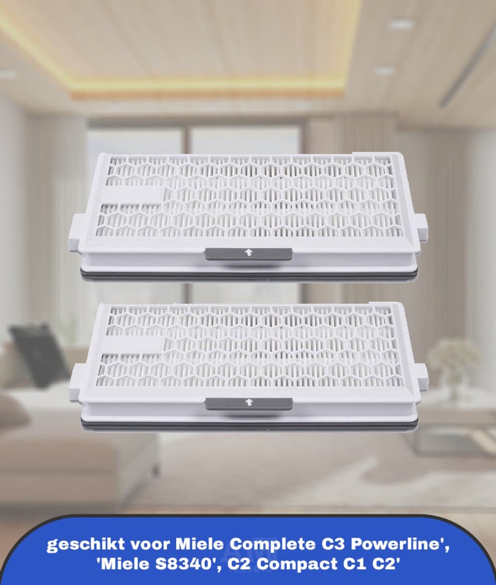 2 HEPA Airclean Plus 50 filters voor Miele Complete C3 Powerline, S8340 stofzuigerfilters - Air Clean SF-HA 50 voor Complete C2 C3 Compact C1 C2 - 2 stuks stofzuigerreserveonderdelen accessoires van — afbeelding 1