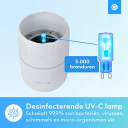 Luchtreiniger Pro met App en Vervangbare HEPA 13 Filter en UV-Lamp - Air Purifier - 165m3/u - Air Cleaner - 4 Standen - Koolstoffilter - Tegen Hooikoorts, Huisstofmijt, Allergie, Stof, Geur, Rook - Wit - Silvergear — thumbnail 13