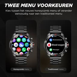 Royal Empire Amoled PRO Smartwatch - Smartwatch Heren - Stappenteller - Bloeddrukmeter - Hartslagmeter - Slaapmonitor - RVS en Leren bandje - Multisport - 46MM - Geschikt voor alle Smartphones - Kleur Zwart — thumbnail 6