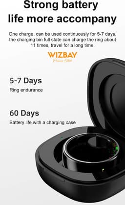 WizBay Premium Select® Smart Ring Zilver - Hartslag, Slaap, Zuurstof - Multi Sport Modi - Oplaadcase - Maat 11 — thumbnail 9