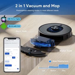 Bagotte Shellbot SL60 Robotstofzuiger met Dweilfunctie, 2-in-1 Self-charging Shellbot SL60 Robot Vacuum Cleaner, Laser Lidar Navigatie met Camera, 4000Pa Sterke Zuigkracht, 200 Mins+ Runtime, App No-go Zone, Compatibel met App,Alexa, Google Assistant — thumbnail 3