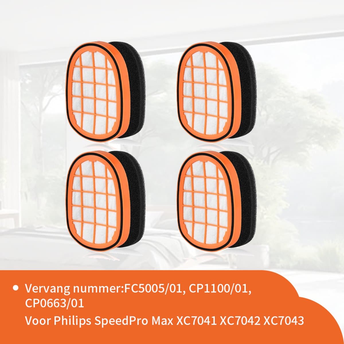 Replacements® - 4 filters geschikt Philips speedpro Max - 7000 en 8000 series - vervangt onderdeel CP0663/01 — afbeelding 1