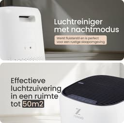 Zenvo Luxe Luchtreiniger met Wifi & App – HEPA 13 Filter – 360 m³/u – Tegen Allergie, Hooikoorts & Huisstofmijt – Air Purifier – Wit — thumbnail 2