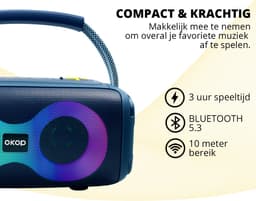 OKOP Bluetooth speaker - Draadloze muziek box - Draagbaar - Verlichting - 2x5W - Verschillende kleuren - RGB LED - Rood — thumbnail 4